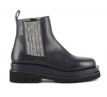 Biker boot with embroidery on the side and internal zip F08171824-0210 Offerta